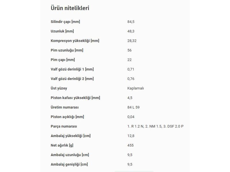 PİSTON 84,50MM BMW M54 00-09