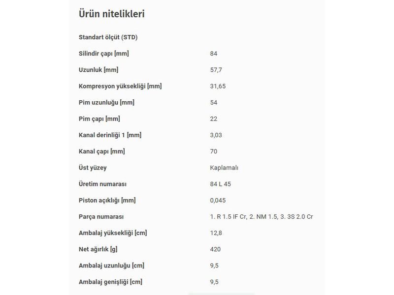 PİSTON 84,00MM BMW E34 36 93-00