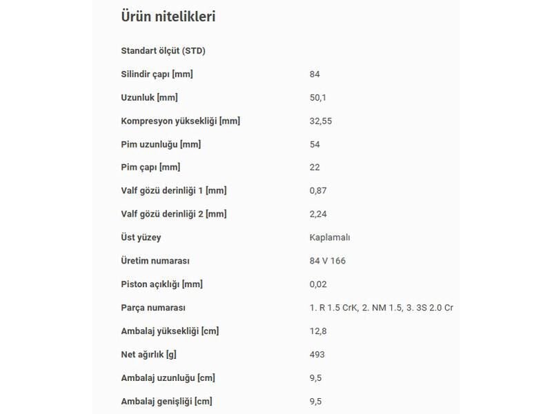 PİSTON 84,00MM BMW E34 36 90-96