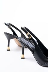 İNF-1151 Siyah Günlük Arkası Açık Topuklu Bayan Ayakkabı