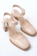 İNF-40450 Bej Rugan Günlük Arkası Açık Topuklu Bayan Ayakkabı