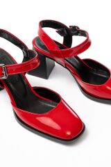 İNF-40450 Kırmızı Rugan Günlük Arkası Açık Topuklu Bayan Ayakkabı