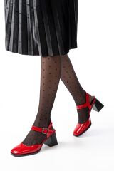 İNF-40450 Kırmızı Rugan Günlük Arkası Açık Topuklu Bayan Ayakkabı