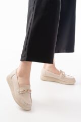 İNF-150-01 Bej Taş Aksesuarlı Günlük Kadın Ayakkabı