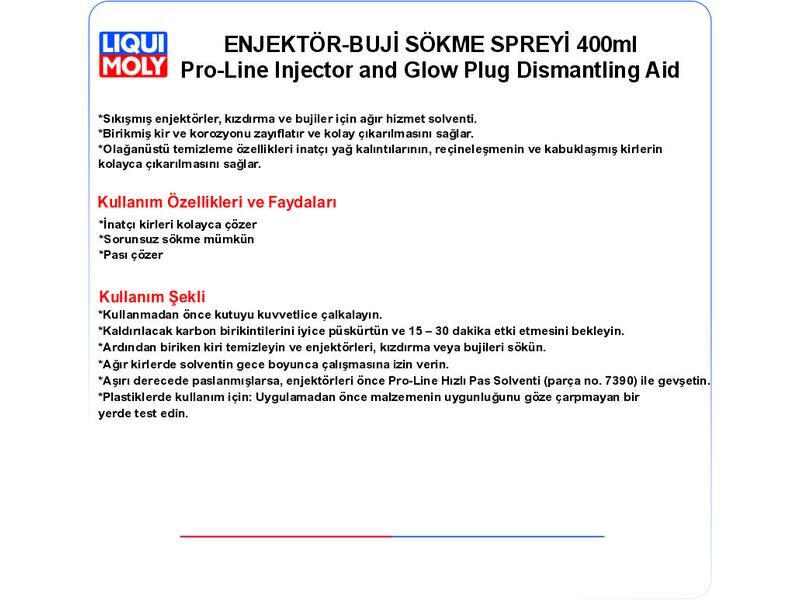 ENJ-BUJİ SÖKME SPREYİ 400ML PRO-LİNE INJECTOR AND GLOW PLUG DİSMANTLİNG AİD