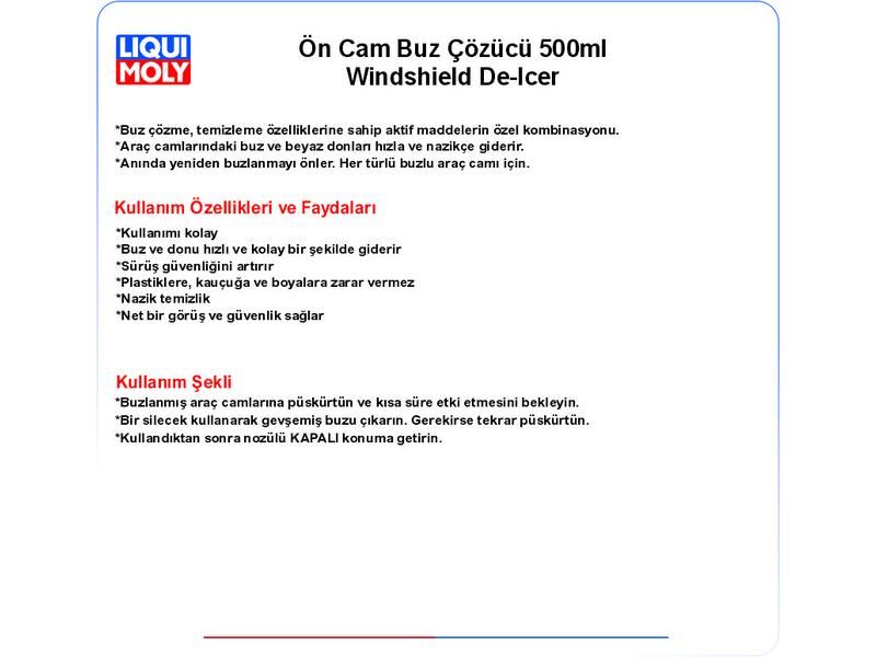 CAM BUZ VE BUĞU ÇÖZÜCÜ SPREY 500ML WİNDSHİELD DE-ICER