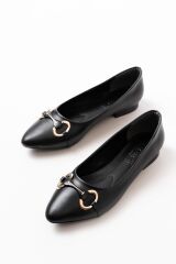 İNF-129 Siyah Günlük Taş Aksesuarlı Babet