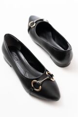 İNF-129 Siyah Günlük Taş Aksesuarlı Babet