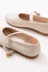 İNF-324 Bej Baretli Tokalı Günlük Kadın Babet