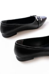 İNF-133 Siyah Taşlı Tokalı Günlük Kadın Babet