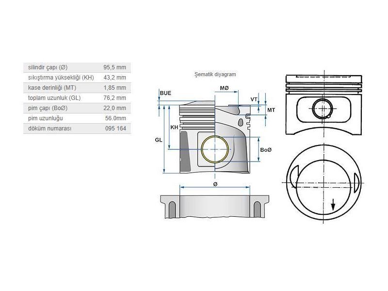 PİSTON 95,50MM M.BENZ M102 80-96