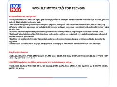 5W30 1LT MOTOR YAĞ  TOPTEC 4600