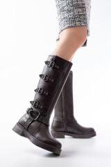 02-346 Kahverengi Düz Topuklu Günlük Bayan Binici Çizme