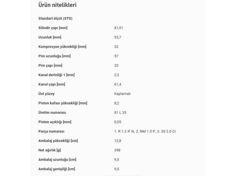 PİSTON 81,01MM VAG A3 A4 BO1 GO3-4 PAS 94-06