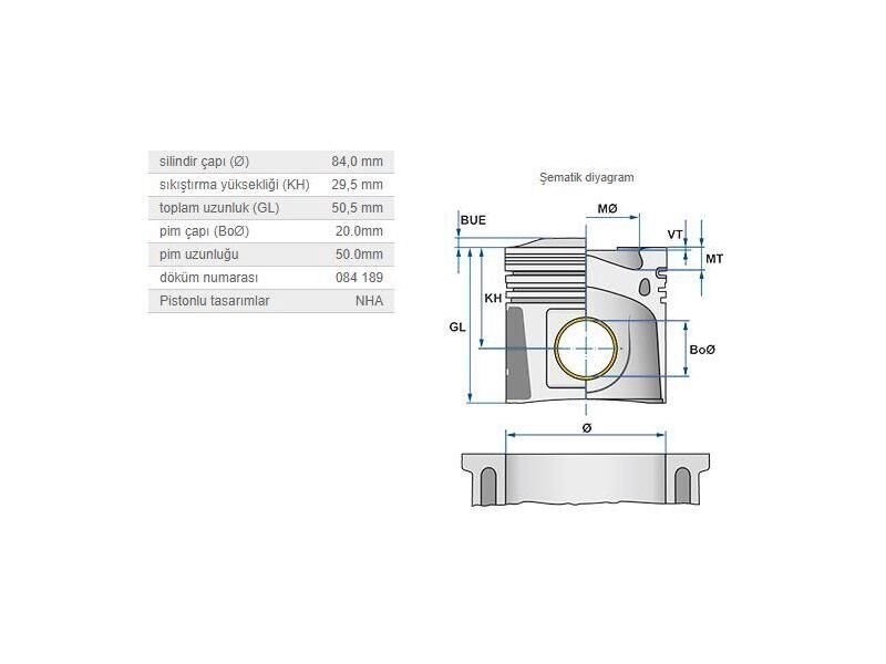 PİSTON 84.00MM BMW N46B20 04-13