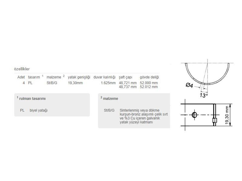 KOL YATAK 0,25 TK. OPEL AST.F-G KAD.E OMEG.A-B VEC.A-B 79-