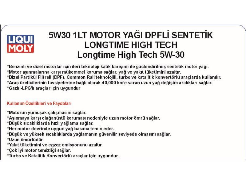 5W30 1LT MOTOR YAĞ LONGTIME HIGH TECH