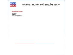 0W20 1LT MOTOR YAĞ SPECİAL TEC V