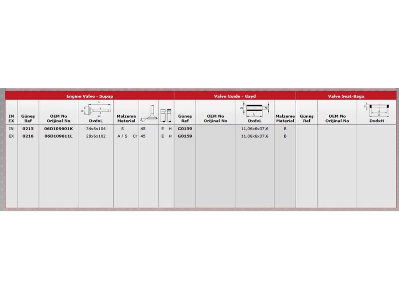SUPAP IN.8 EX.8 VAG A3 A4 A5 A6 Q3 Q5 GO5-6 PAS T5 05-18