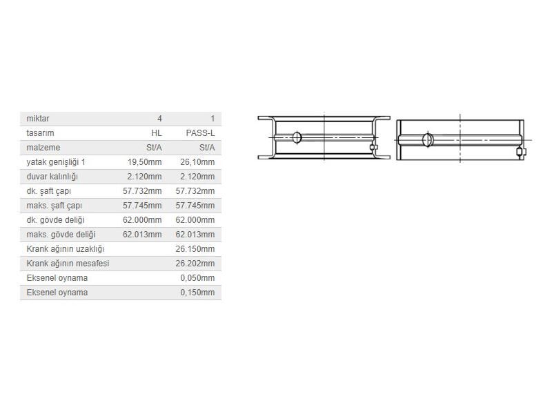 ANA YATAK 0,25 TK. OPEL AST.F-G KAD.D-E VEC.A-B 81-