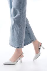 ST-002 Beyaz Rugan Günlük 7 cm Topuklu Bayan Ayakkabı