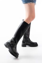 236-3021 Siyah Kroko Fermuarlı Günlük Kadın Çizme