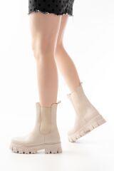 FZ-299 Bej Yüksek Tabanlı Lastikli Günlük Kadın Bot