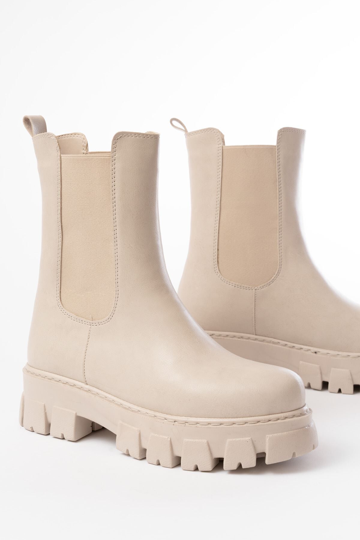 FZ-299 Bej Yüksek Tabanlı Lastikli Günlük Kadın Bot