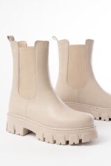 FZ-299 Bej Yüksek Tabanlı Lastikli Günlük Kadın Bot