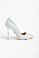 801 Gümüş Palermo Sivri Burunlu  Topuklu Kadın Ayakkabı