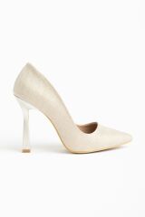 801 Altın Palermo Sivri Burunlu  Topuklu Kadın Ayakkabı