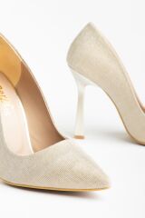 801 Altın Palermo Sivri Burunlu  Topuklu Kadın Ayakkabı