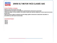 20W50 5LT MOTOR YAĞ KLASİK ARAÇLAR CLASSIC MOTOROIL SAE