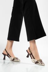 K-250 Kahve Süet Günlük Arkası Açık Tokalı Topuklu Kadın Ayakkabı