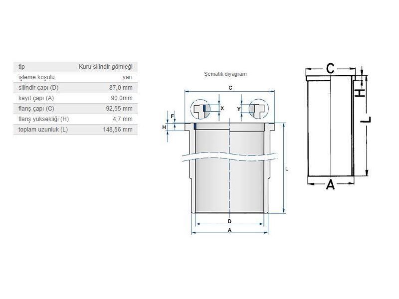 GÖMLEK 87,00MM M.BENZ OM601 602 603 606 83-01