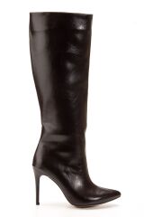 S-2007 Kahve Kırışık Fermuarlı Günlük Bayan Çizme