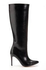 S-2007 Siyah Kırışık Fermuarlı Günlük Bayan Çizme