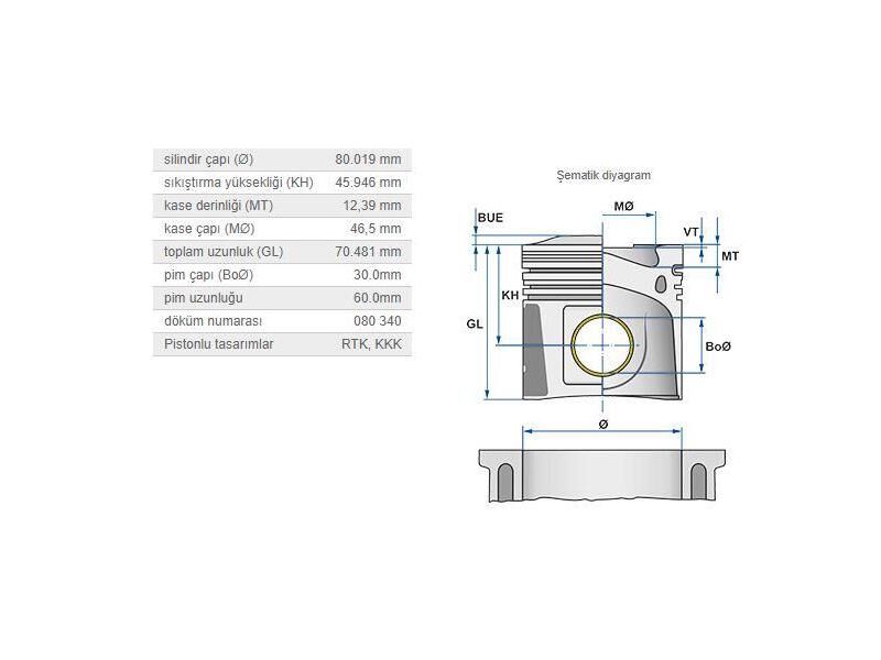 PİSTON 80,02MM M.BENZ OM622 14-