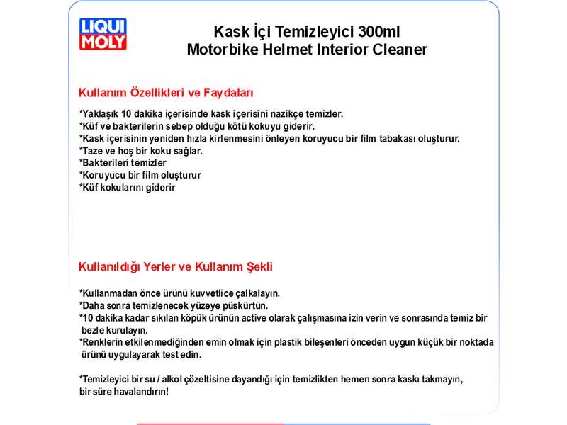 KASK İÇİ TEMİZLEYİCİ 300ML HELMET INTERIOR CLEANER
