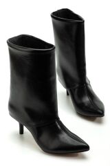 4806 Siyah Kırışık Rugan Yakalı Günlük Kadın Bot