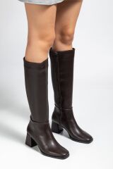 4804 Kahve Cilt Fermuarlı Günlük Bayan Çizme