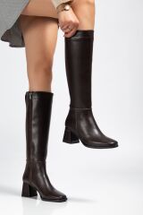 4804 Kahve Cilt Fermuarlı Günlük Bayan Çizme