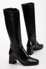 4804 Siyah Kırışık Fermuarlı Günlük Bayan Çizme