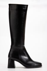 4804 Siyah Kırışık Fermuarlı Günlük Bayan Çizme