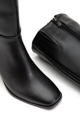 4804 Siyah Cilt Fermuarlı Günlük Bayan Çizme