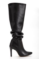 SYT-2003  Siyah Körüklü İnce Topuklu Günlük Bayan Çizme