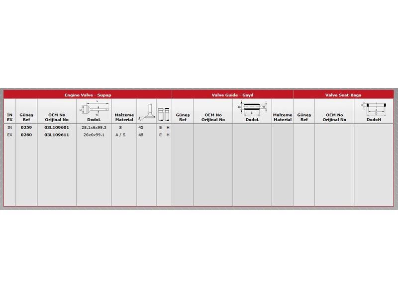 SUPAP IN.8 EX.8 VAG A1 A3 A4 A5 A6 Q3 Q5 CAD3 CRAFT GO5 05-20