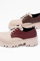 868-754 Bej Garni Bağcıklı Günlük Yüksek Tabanlı Loafer Ayakkabı